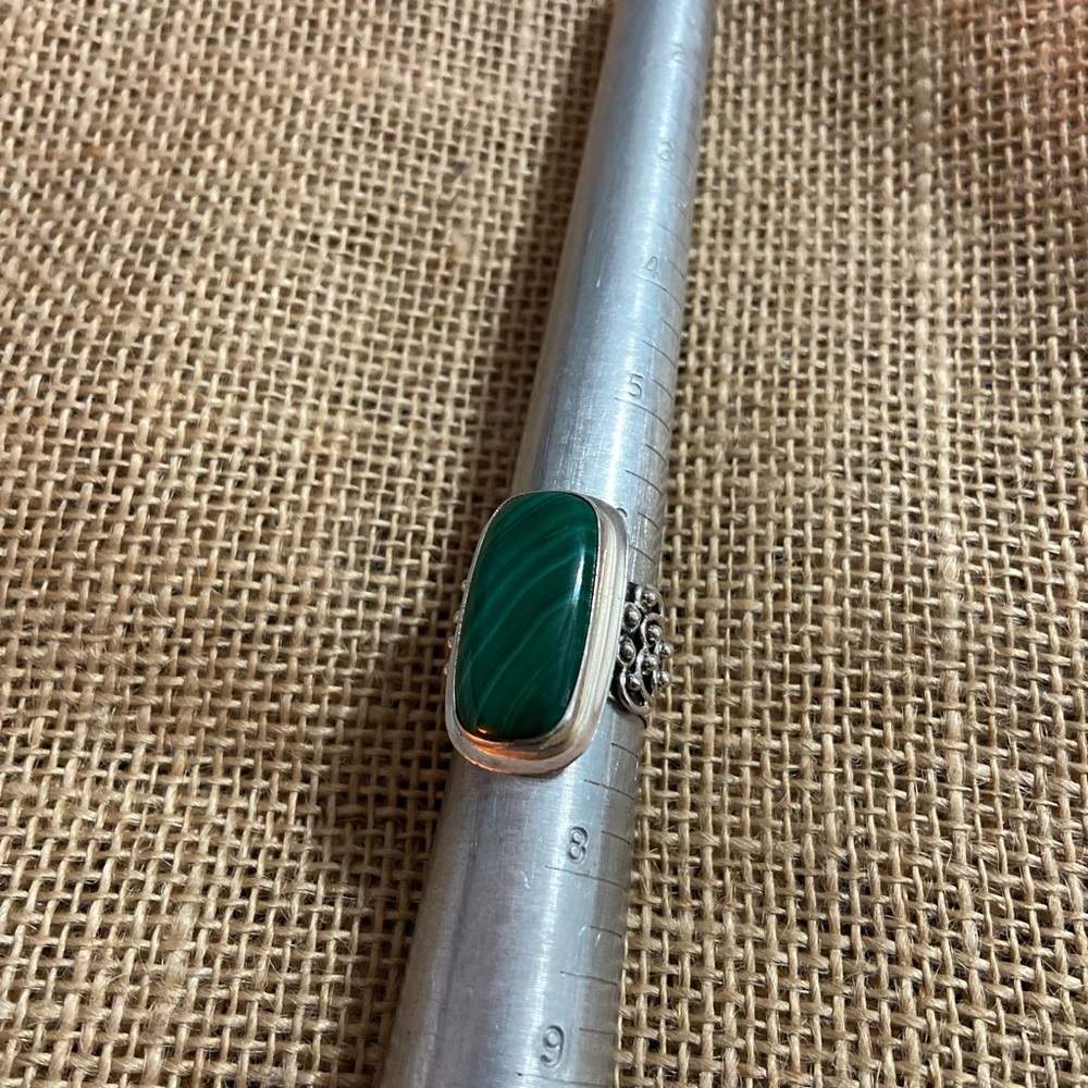 Sterling silver malachite stone ring
